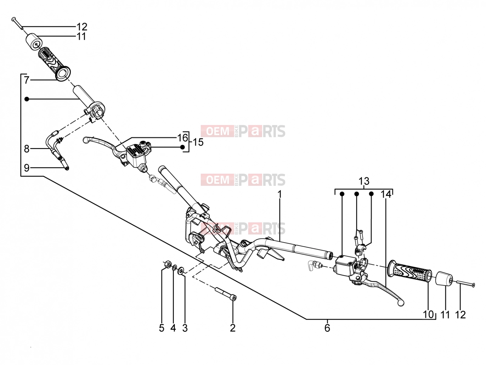 PIAGGIO BV 350 4T 4V ie E3 ABS ( USA / CA ) Handlebars/Steering » Handlebars - Master cil.