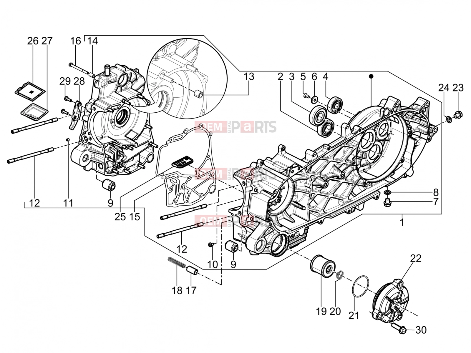 PIAGGIO BV 350 4T 4V ie E3 ABS ( USA / CA ) Engine » Crankcase