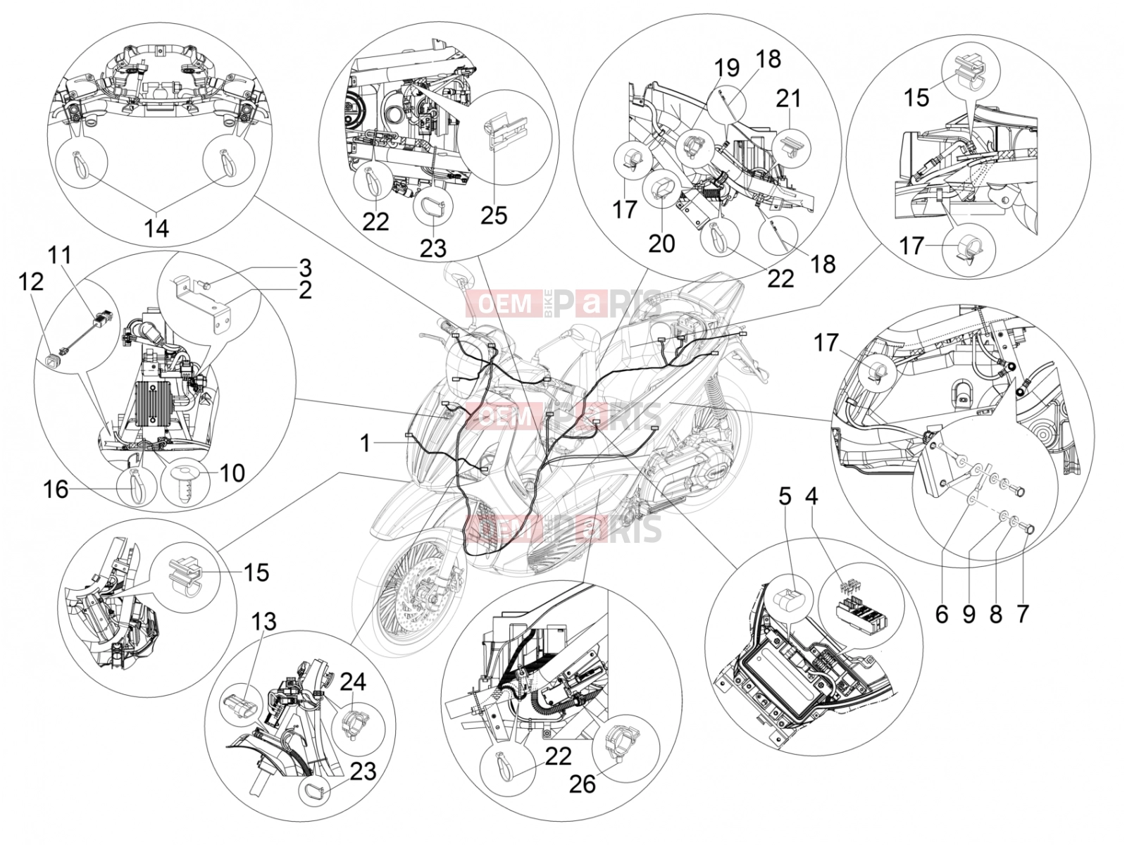 PIAGGIO BV 350 4T 4V ie E4 ABS ( USA / CA ) Electrical system » Main cable harness