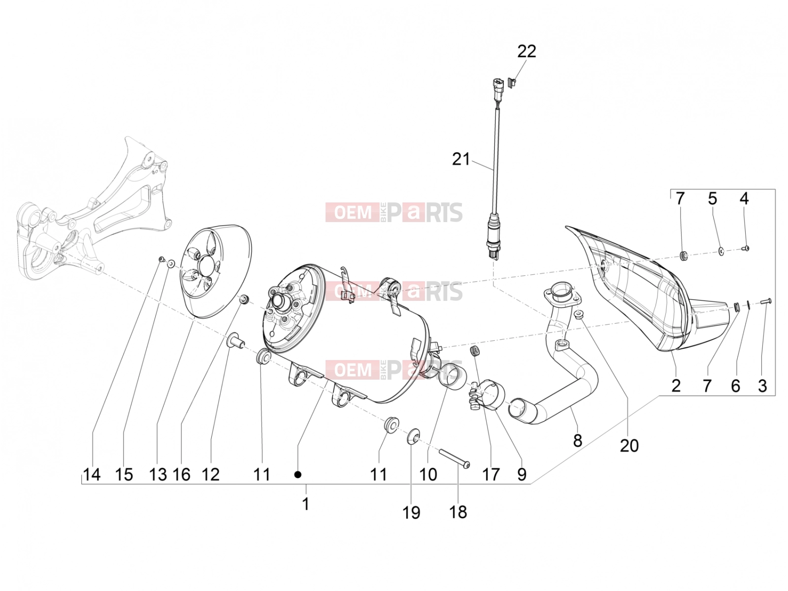 PIAGGIO BV 350 4T 4V ie E4 ABS ( USA / CA ) Engine » Silencer