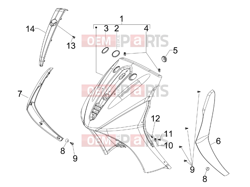 PIAGGIO BV 500 ( USA / CA ) Frame - Plastic parts - Coachwork » Front shield