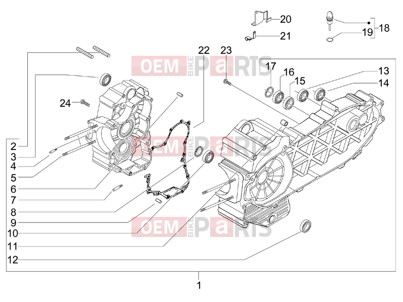 PIAGGIO BV 500 Tourer ( USA / CA ) Engine » Crankcase