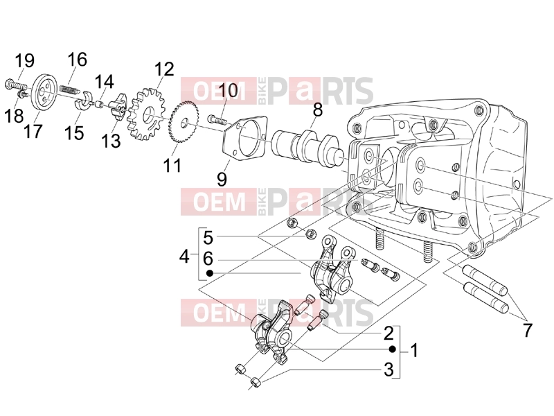 PIAGGIO BV 500 Tourer ( USA / CA ) Engine » Rocking levers support unit
