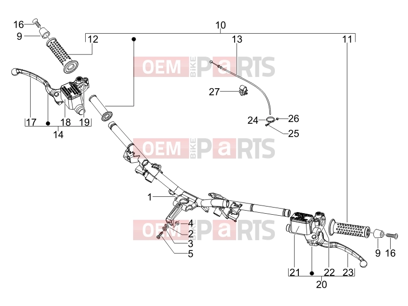 PIAGGIO Carnaby 125 Handlebars/Steering » Handlebars - Master cil.