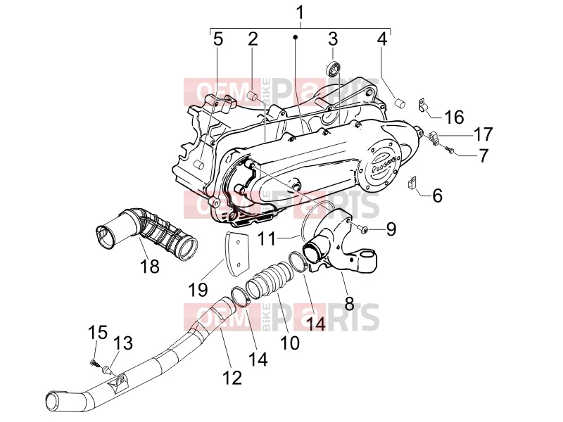 PIAGGIO Fly 100 Engine » Crankcase cover - Crankcase cooling
