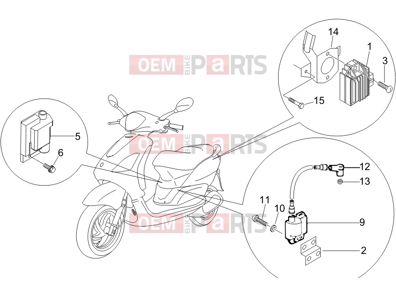 PIAGGIO Fly 125 Electrical system » Voltage Regulators - Electronic Control Units (ecu) - H.T. Coil