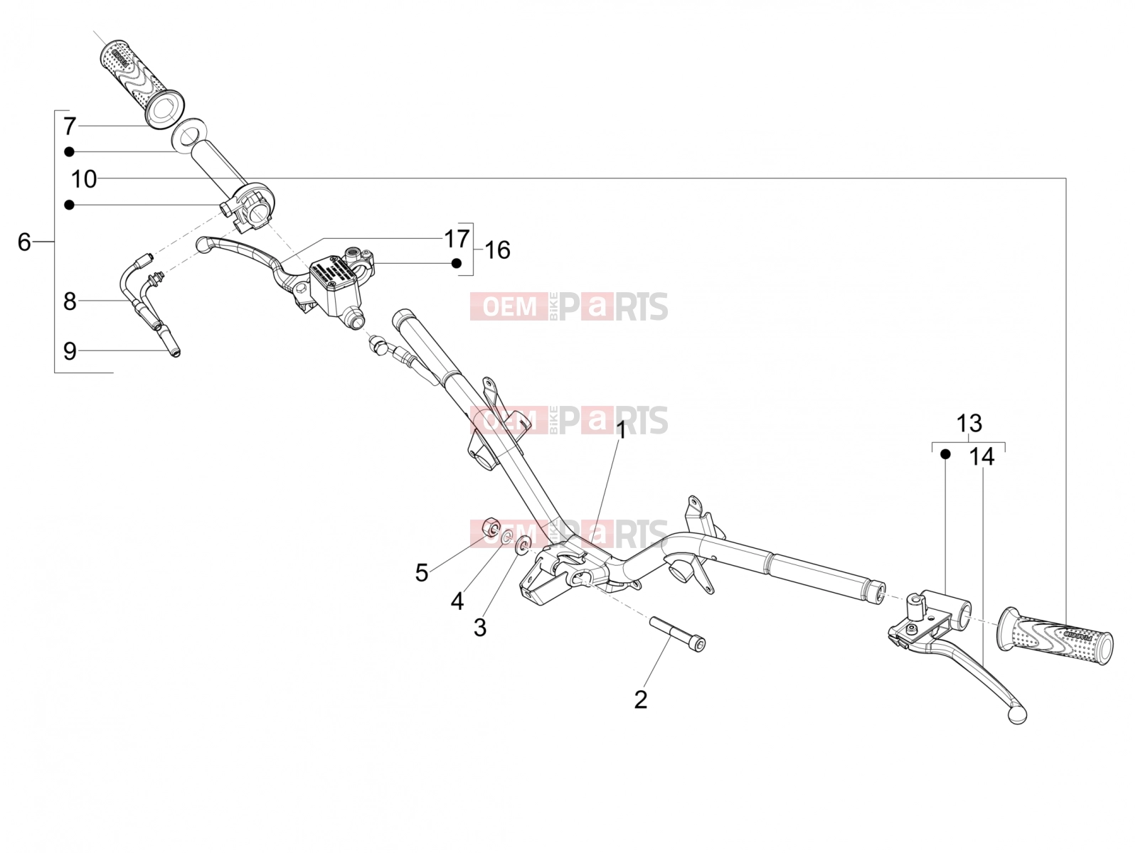PIAGGIO Fly 125 4T/3V ie Handlebars/Steering » Handlebars - Master cil.