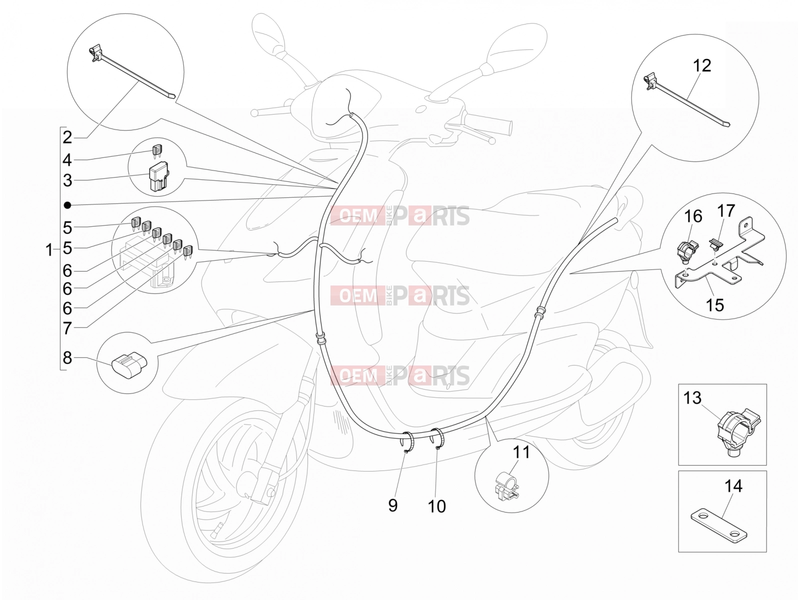 PIAGGIO Fly 125 4T/3V ie Electrical system » Main cable harness