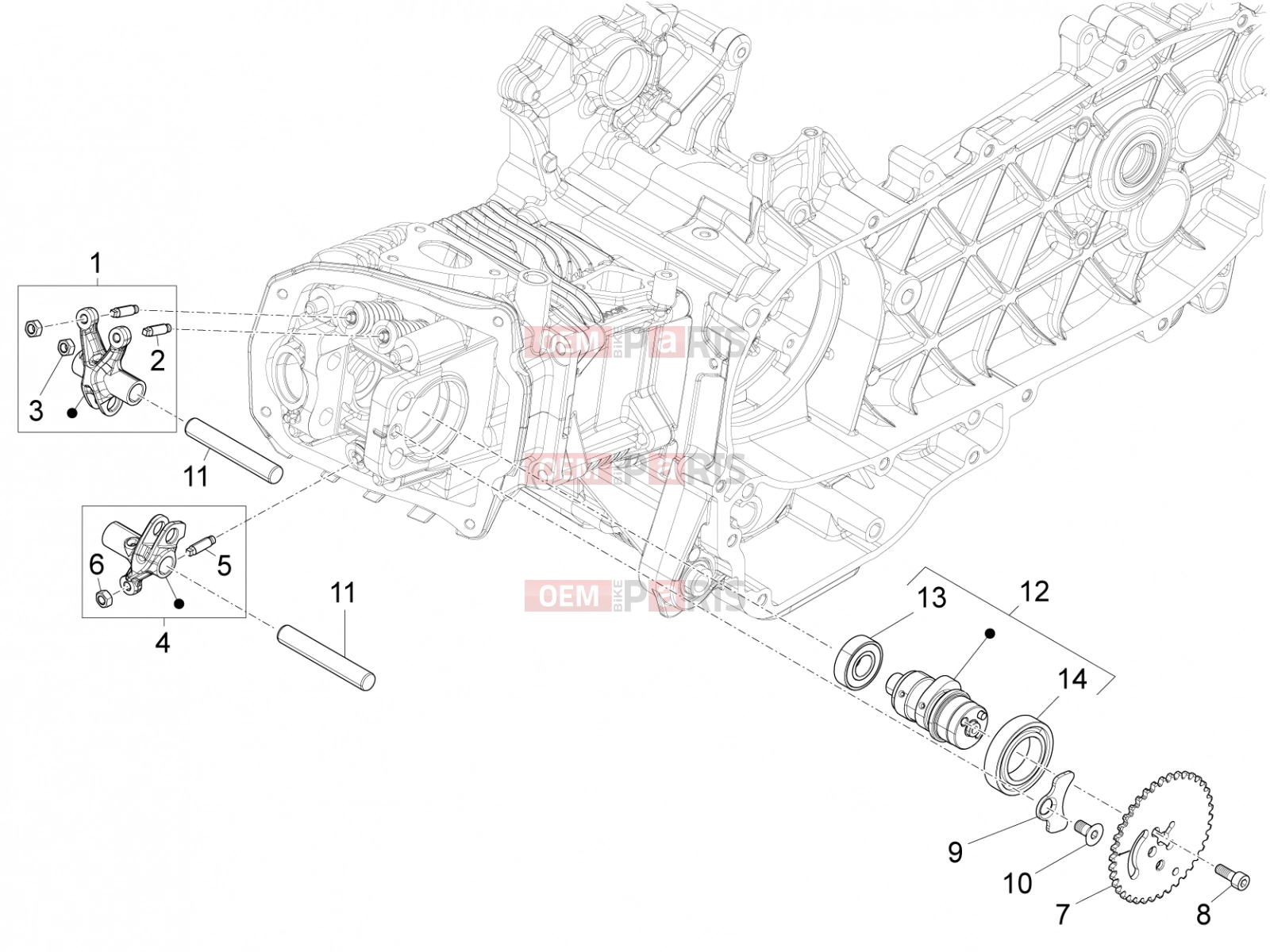 PIAGGIO Fly 125 4T/3V ie Engine » Rocking levers support unit