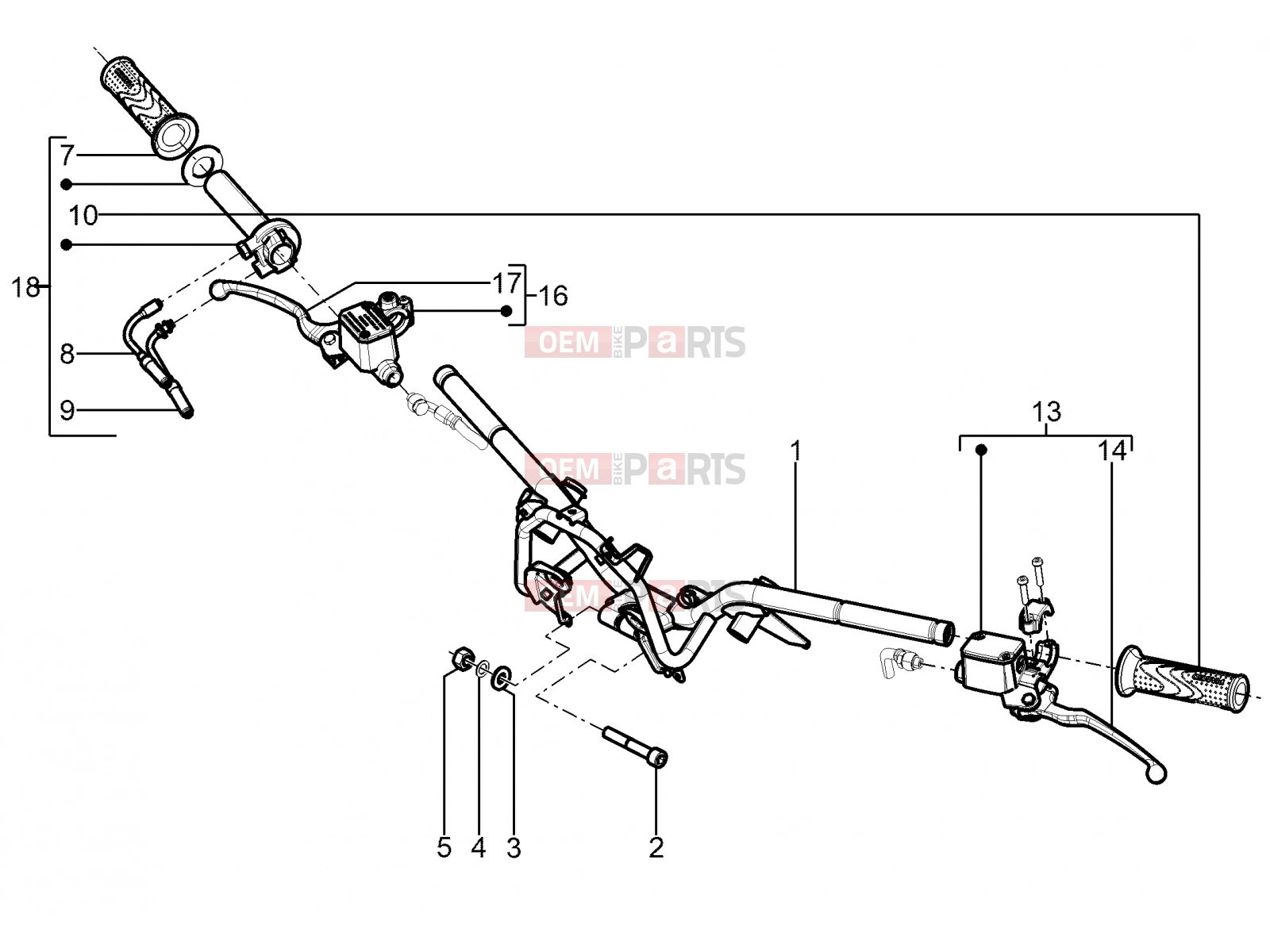 PIAGGIO Fly 125 4T/3V ie Handlebars/Steering » Handlebars - Master cil.