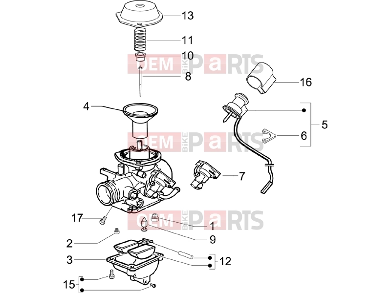 PIAGGIO Fly 150 Engine » Carburetor's components