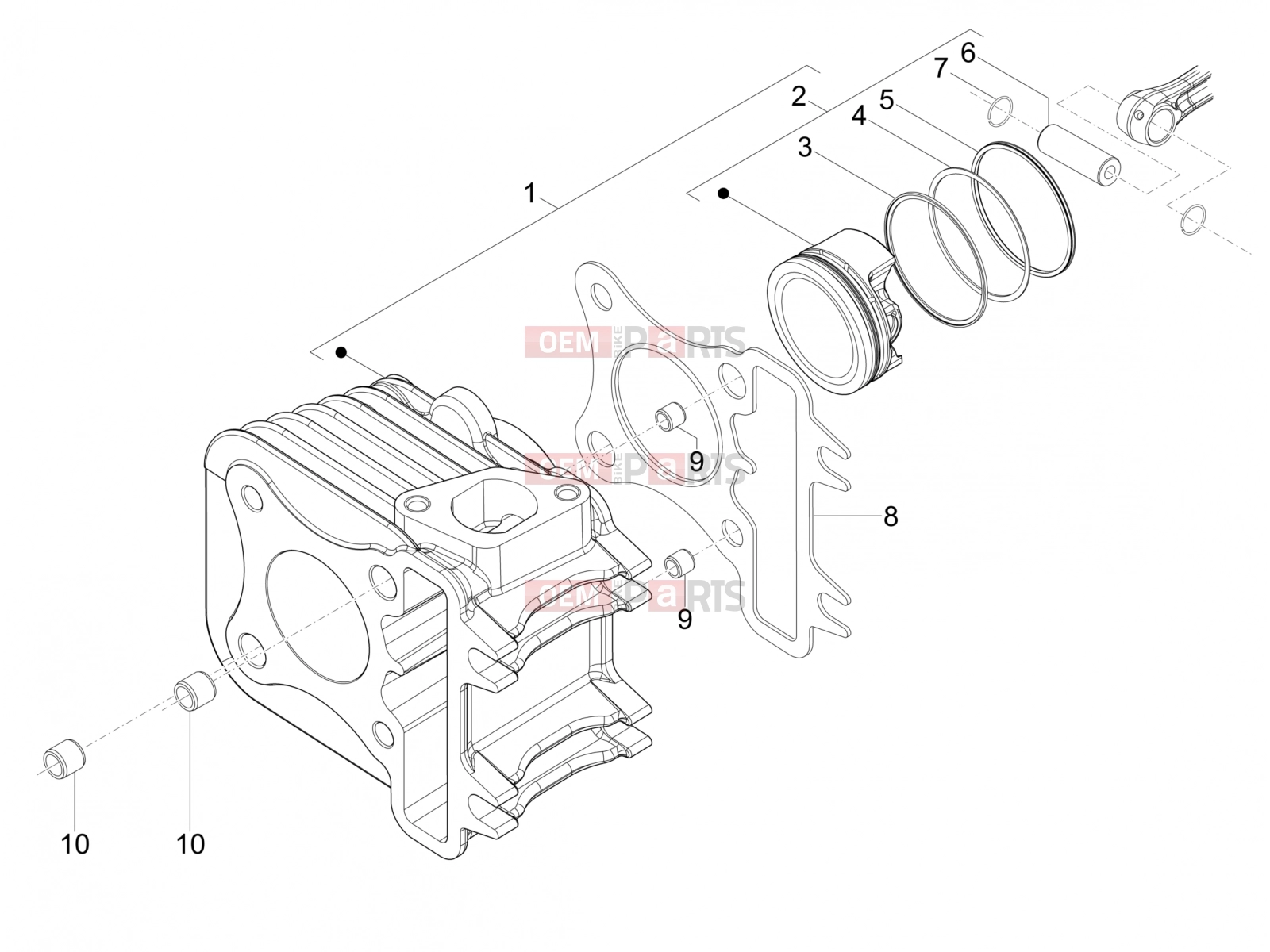 PIAGGIO Fly 150 Engine » Cylinder-piston-wrist pin unit