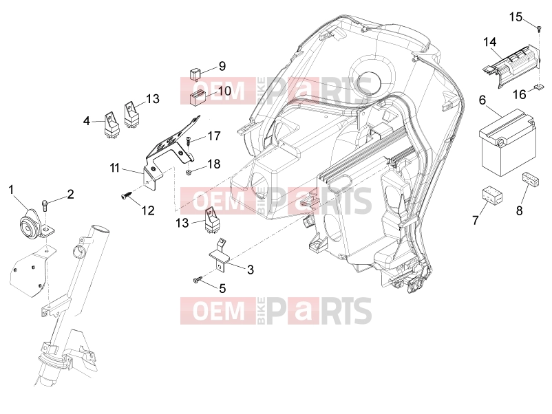 PIAGGIO Fly 150 Electrical system » Remote control switches - Battery - Horn