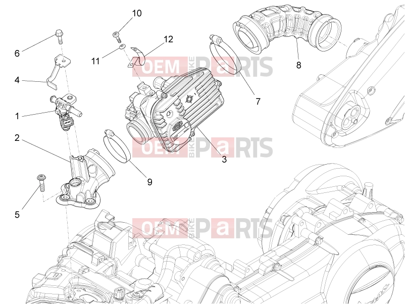 PIAGGIO Fly 150 Engine » Throttle body - Injector - Induction joint