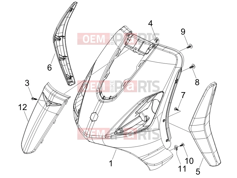 PIAGGIO Fly 50 4T Frame - Plastic parts - Coachwork » Front shield