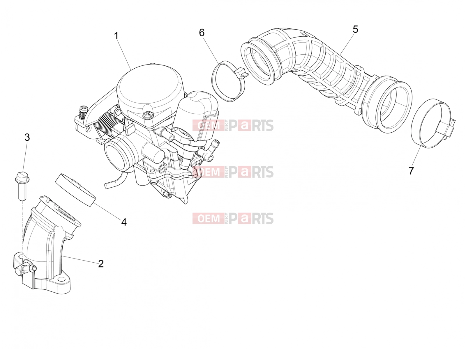 PIAGGIO Fly 50 4T 2V Engine » Carburettor, assembly - Union pipe