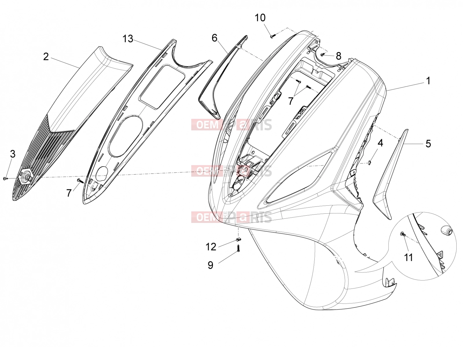 PIAGGIO Fly 50 4T 2V Frame - Plastic parts - Coachwork » Front shield