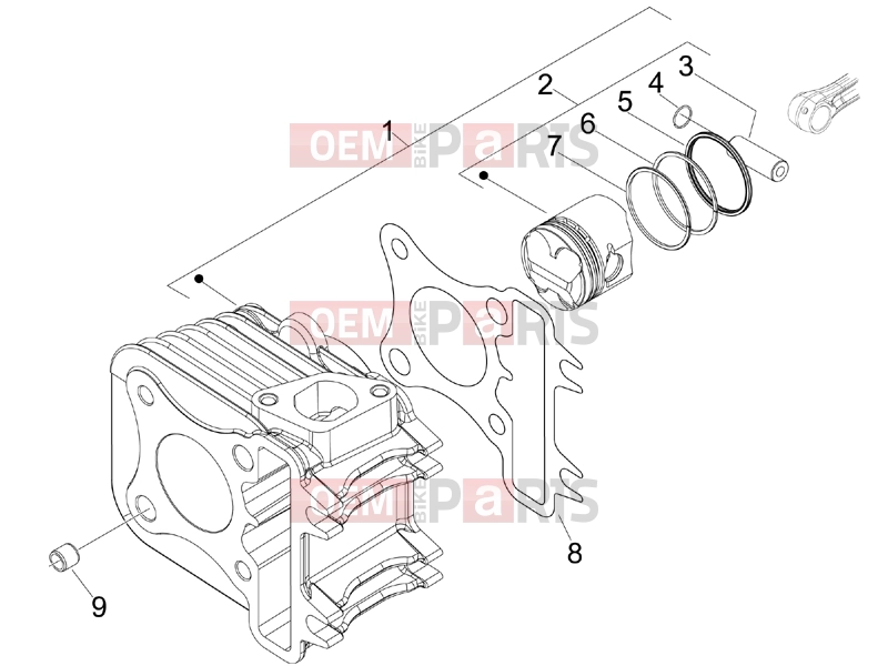 PIAGGIO Fly 50 4T 4V Engine » Cylinder-piston-wrist pin unit