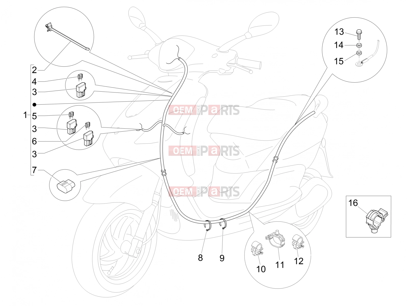 PIAGGIO Fly 50 4T 4V (USA) Electrical system » Main cable harness