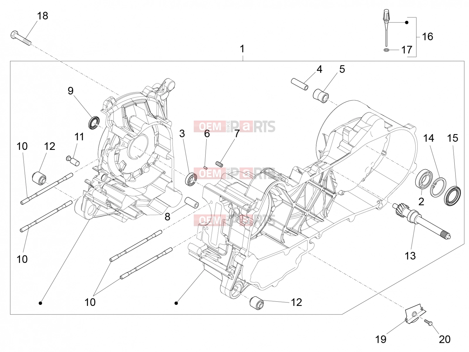 PIAGGIO Fly 50 4T 4V (USA) Engine » Crankcase