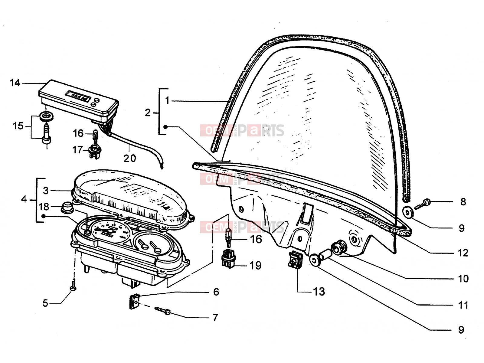 PIAGGIO Handlebar - Controls » Windscreen