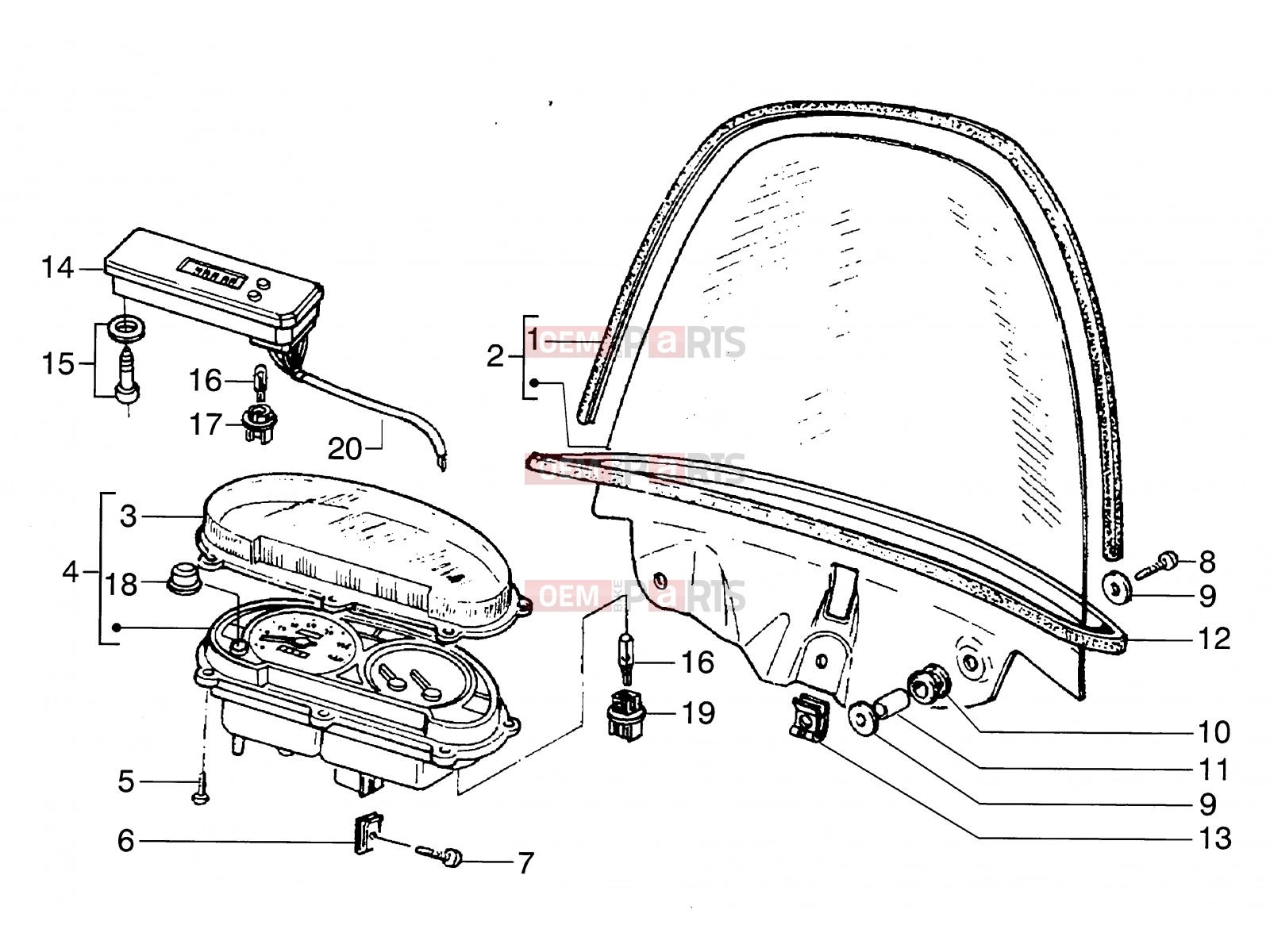 PIAGGIO Handlebar - Controls » Windscreen