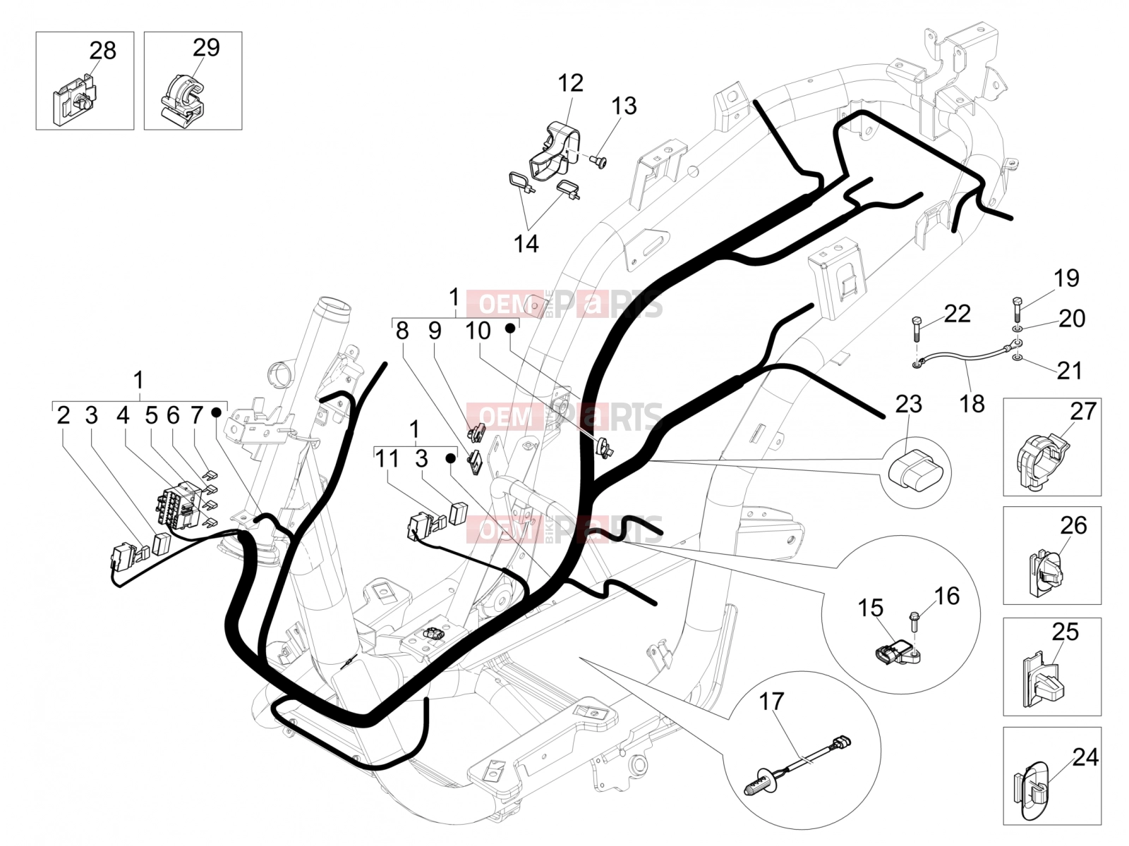 PIAGGIO Medley 150 4T ie ABS Electrical system » Main cable harness