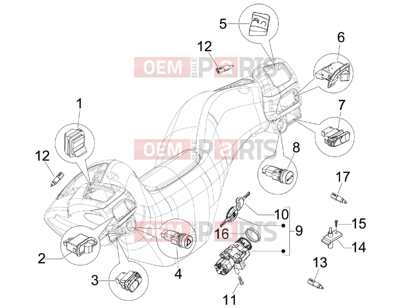 PIAGGIO MP3 125 Electrical system » Selectors - Switches - Buttons