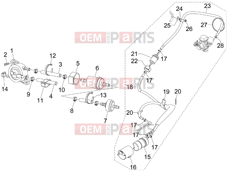 PIAGGIO MP3 125 Frame - Plastic parts - Coachwork » Supply system
