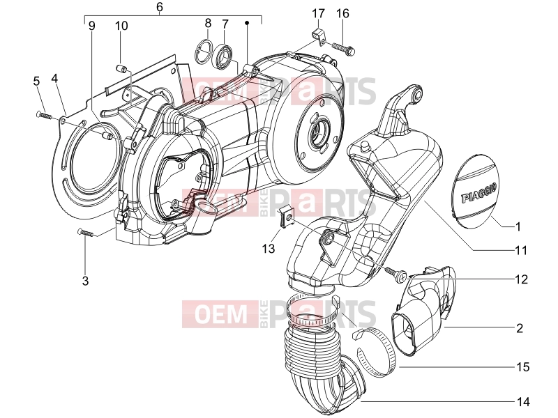 PIAGGIO MP3 125 Engine » Crankcase cover - Crankcase cooling