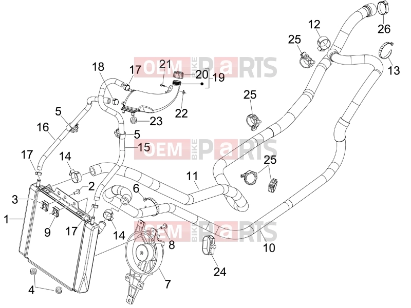 PIAGGIO MP3 125 Hibrid Frame - Plastic parts - Coachwork » Cooling system