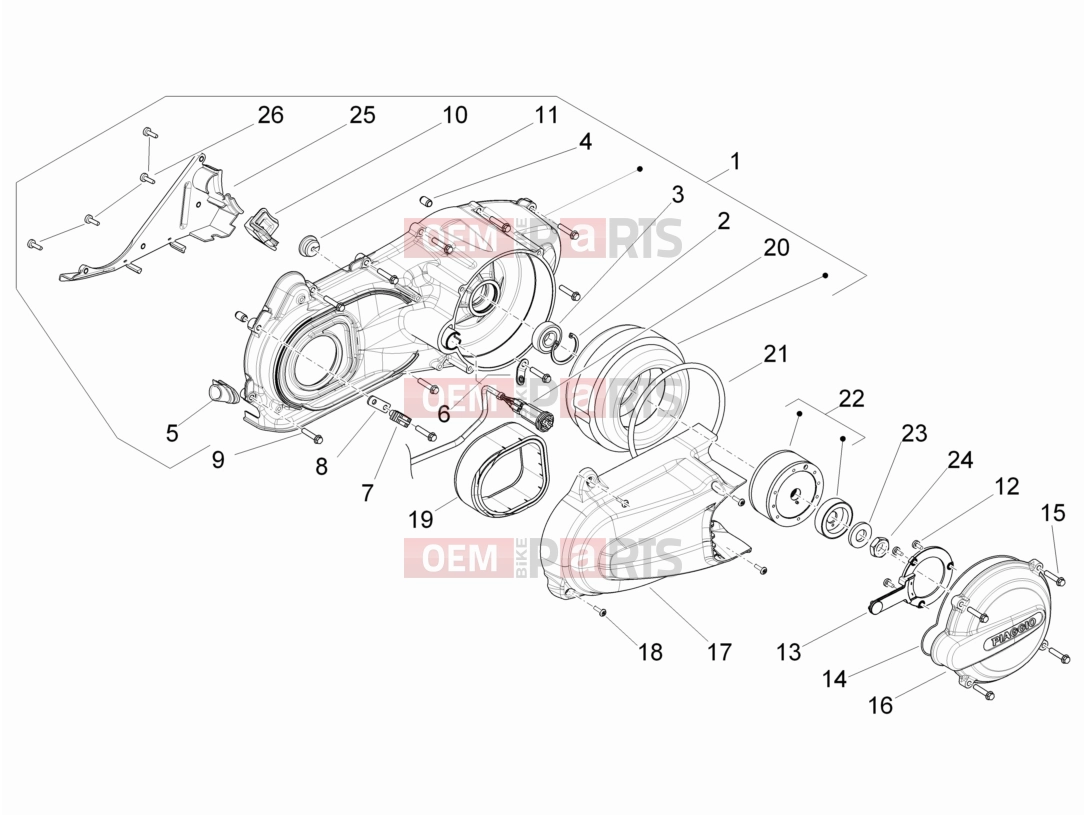 PIAGGIO MP3 125 Hibrid Engine » Crankcase cover - Crankcase cooling