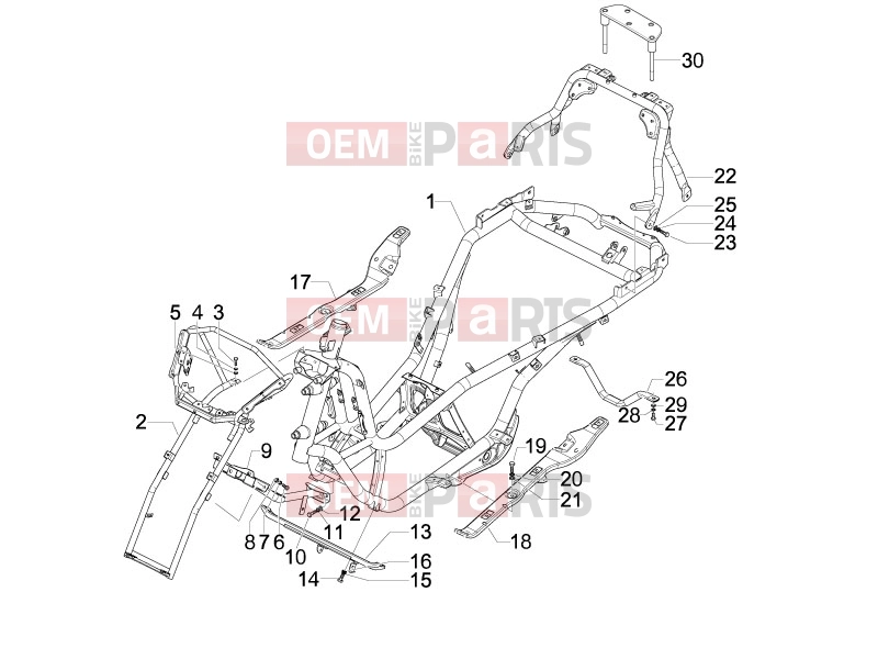 PIAGGIO MP3 125 Hibrid Frame - Plastic parts - Coachwork » Frame/bodywork