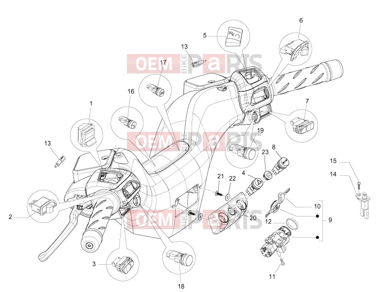 PIAGGIO MP3 125 Hibrid Electrical system » Selectors - Switches - Buttons