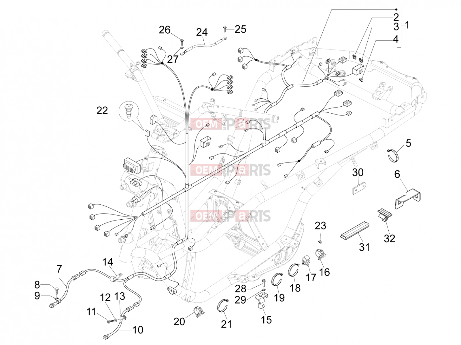 PIAGGIO MP3 125 ie Touring Electrical system » Main cable harness