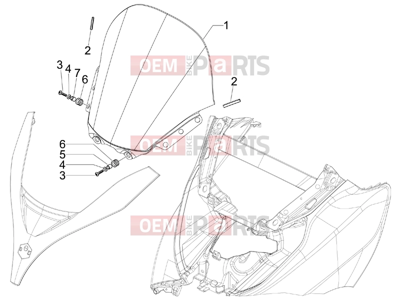 PIAGGIO MP3 250 Frame - Plastic parts - Coachwork » Windshield - Glass