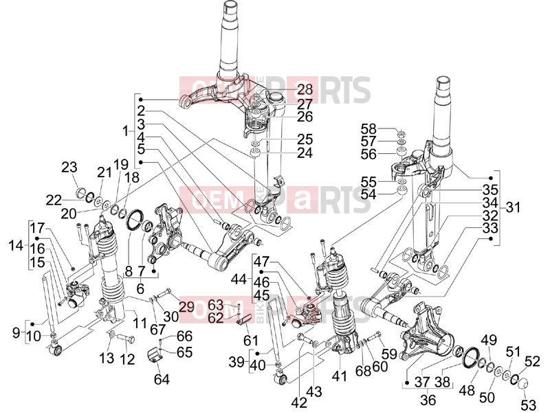 PIAGGIO MP3 250 Suspensions - Wheels » Fork's components (Mingxing)