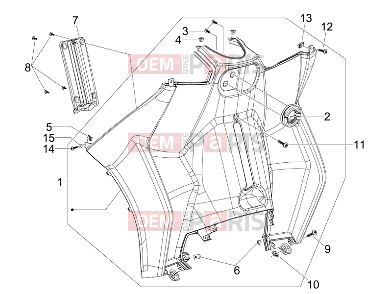 PIAGGIO MP3 250 Frame - Plastic parts - Coachwork » Front glove-box - Knee-guard panel