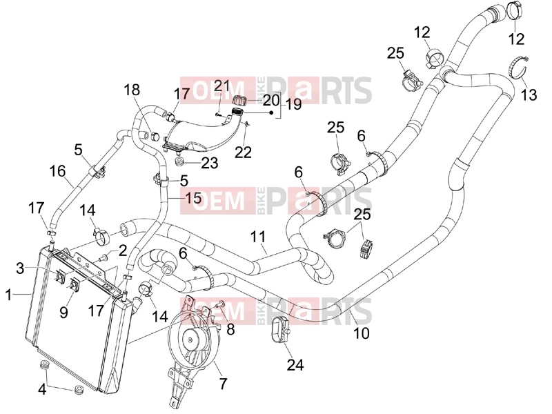 PIAGGIO MP3 250 ie LT Frame - Plastic parts - Coachwork » Cooling system