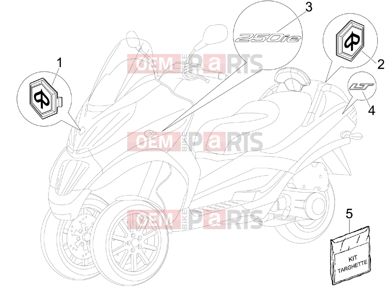 PIAGGIO MP3 250 ie LT Frame - Plastic parts - Coachwork » Plates - Emblems