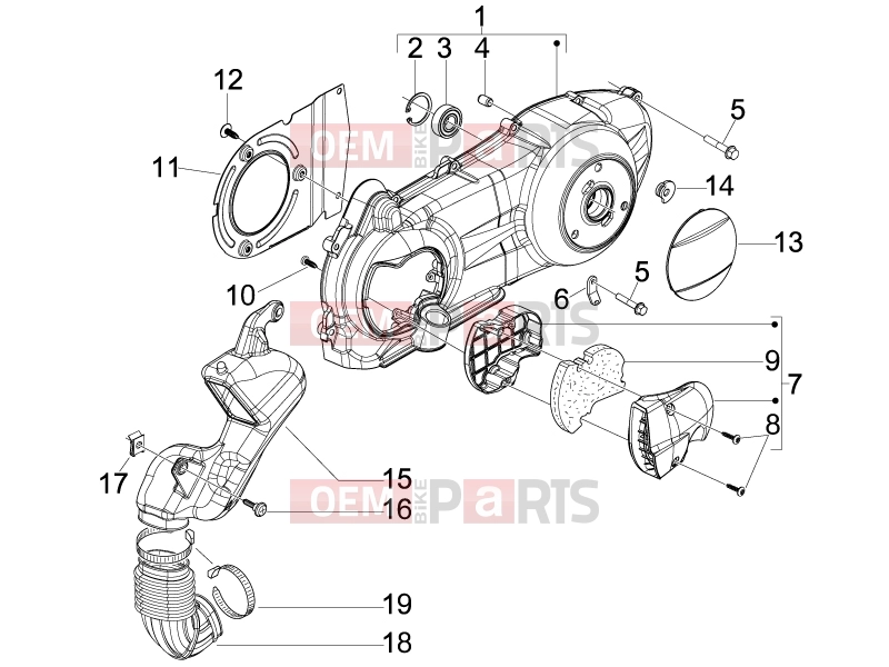 PIAGGIO MP3 250 ie LT Engine » Crankcase cover - Crankcase cooling
