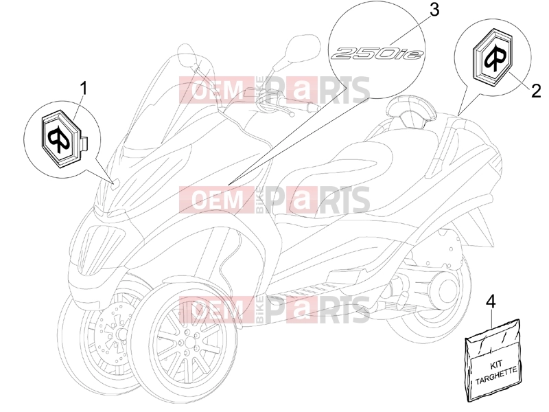 PIAGGIO MP3 250 ie MIC Frame - Plastic parts - Coachwork » Plates - Emblems