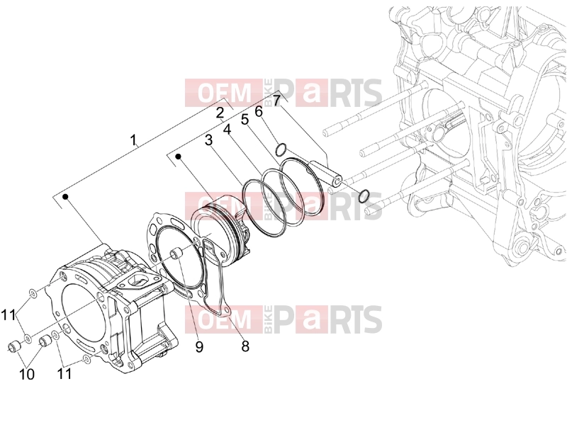 PIAGGIO MP3 250 ie MIC Engine » Cylinder-piston-wrist pin unit