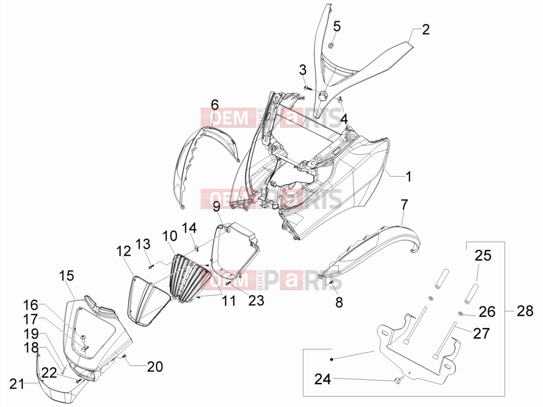 PIAGGIO MP3 300 ie LT Touring Frame - Plastic parts - Coachwork » Front shield