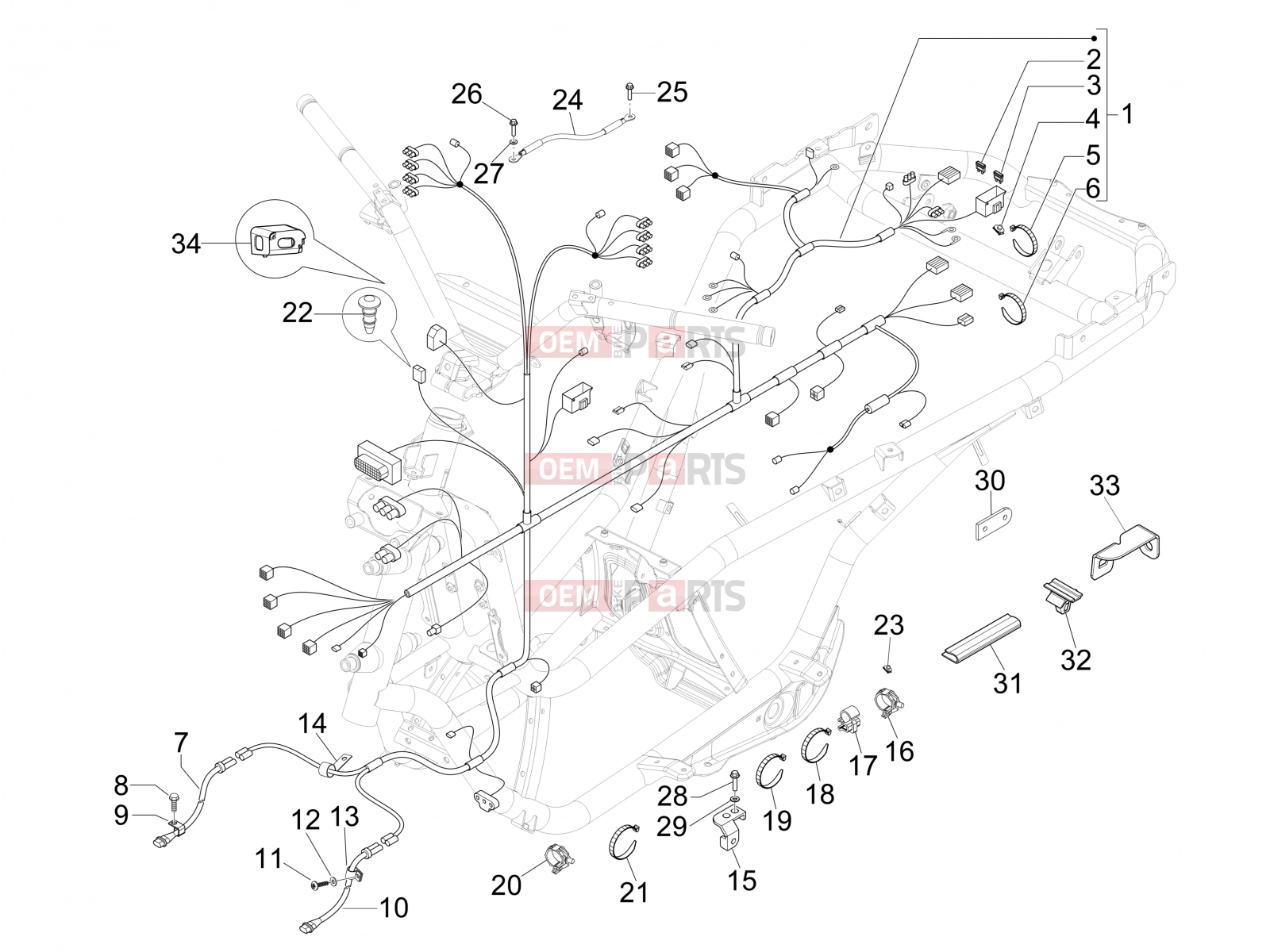 PIAGGIO MP3 300 ie LT Touring Electrical system » Main cable harness
