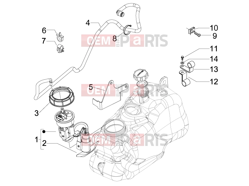 PIAGGIO MP3 400 ie Frame - Plastic parts - Coachwork » Supply system
