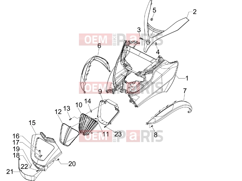PIAGGIO MP3 400 RL Touring Frame - Plastic parts - Coachwork » Front shield