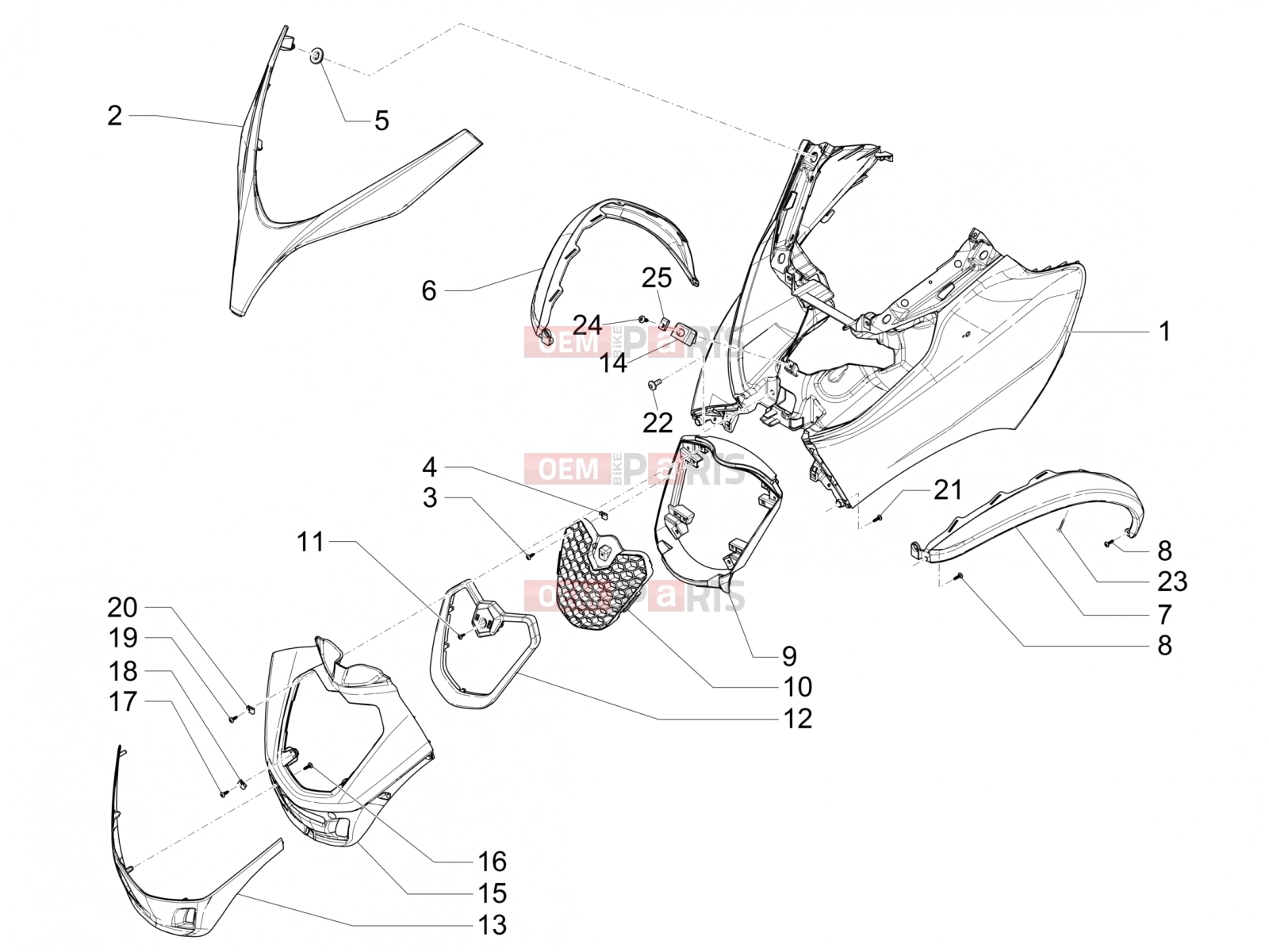 PIAGGIO MP3 500 LT Business Frame - Plastic parts - Coachwork » Front shield