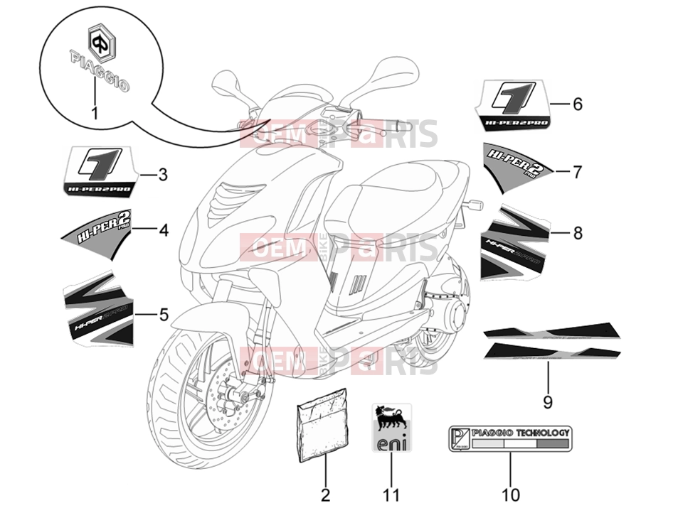 PIAGGIO NRG Power DD Frame - Plastic parts - Coachwork » Plates - Emblems