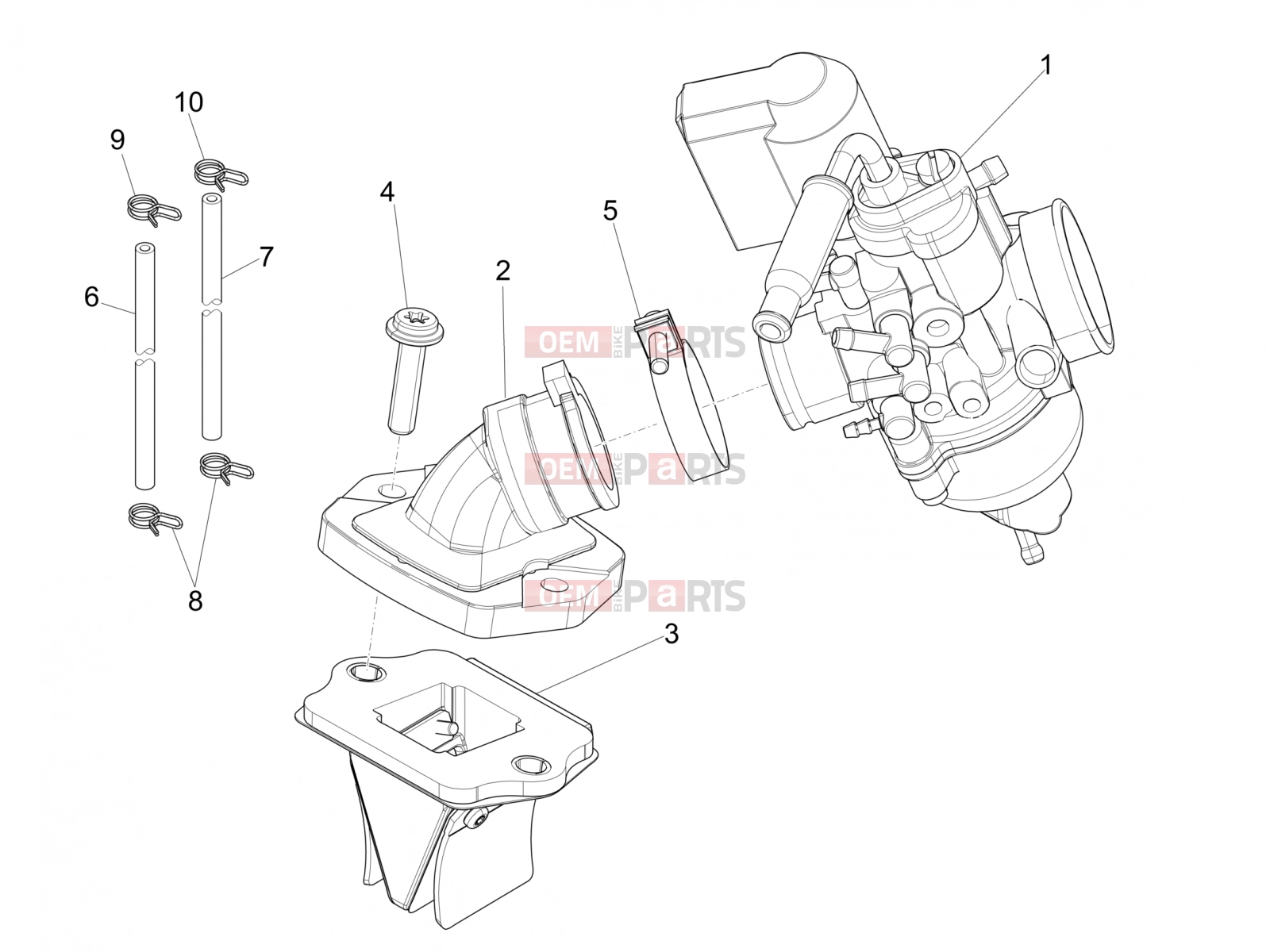 PIAGGIO NRG Power DD Engine » Carburettor, assembly - Union pipe